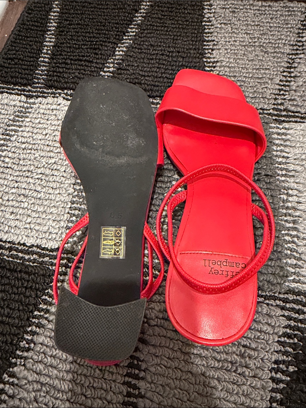 Jeffrey Campbell Red Strappy Slide Sandals with Square Toe worn once - Picture 3 of 3